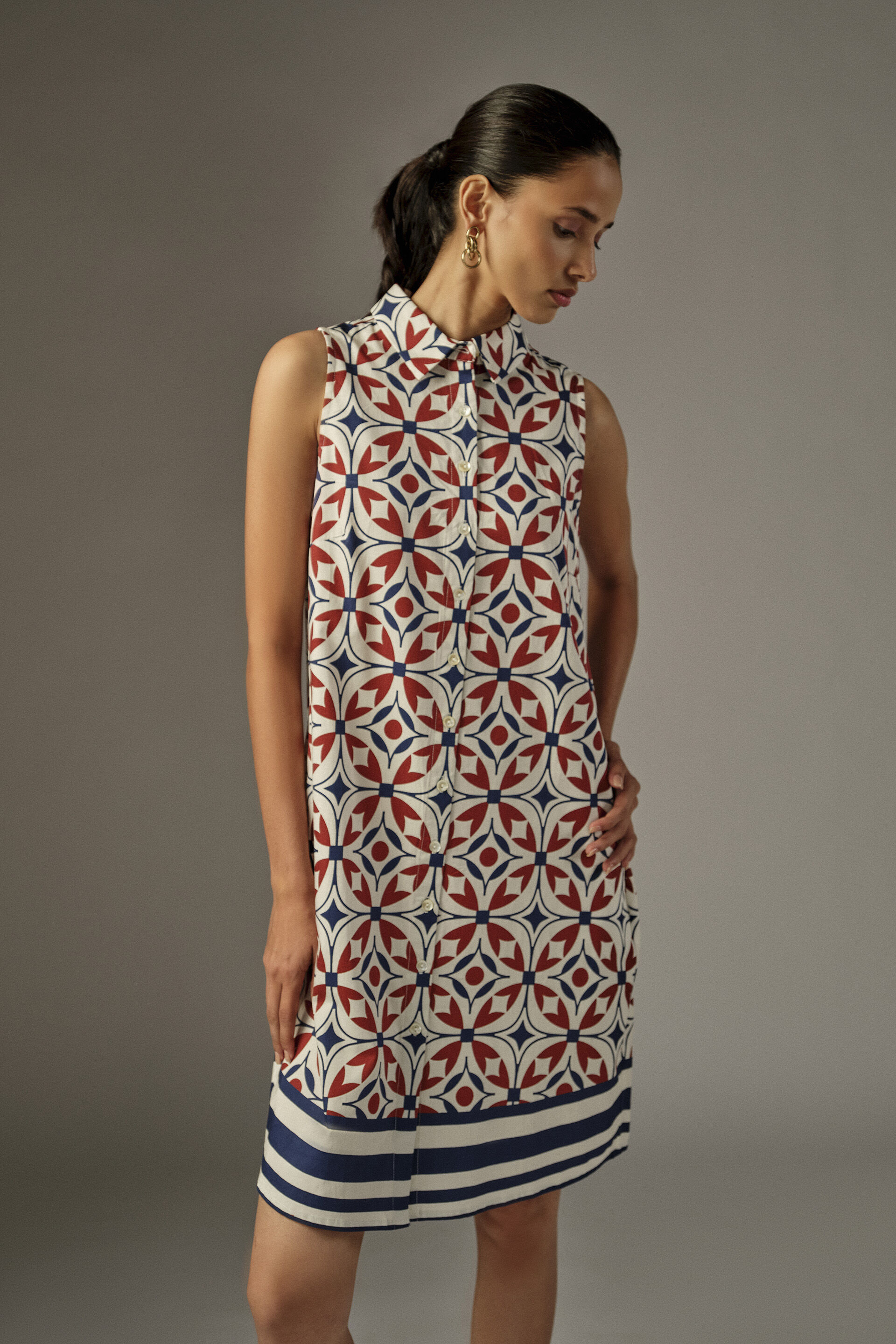 Maelys Printed Modal Dress, Maroon, image 2